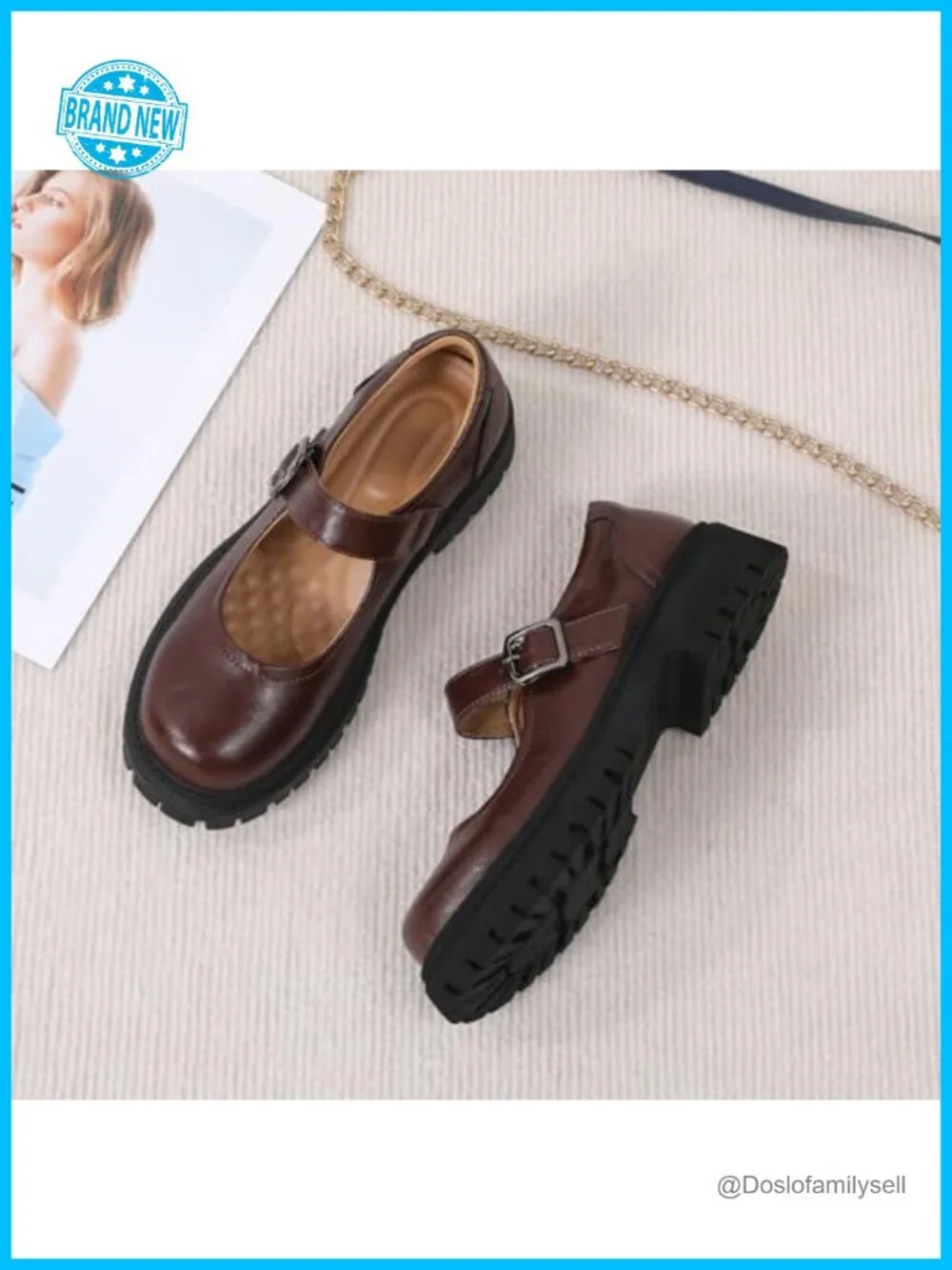 Women's Mary Jane Platform Oxford Flats Non-Slip Dress Shoes